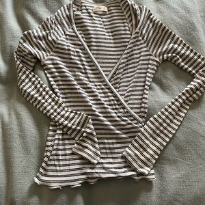 Cute Striped Wrap Top